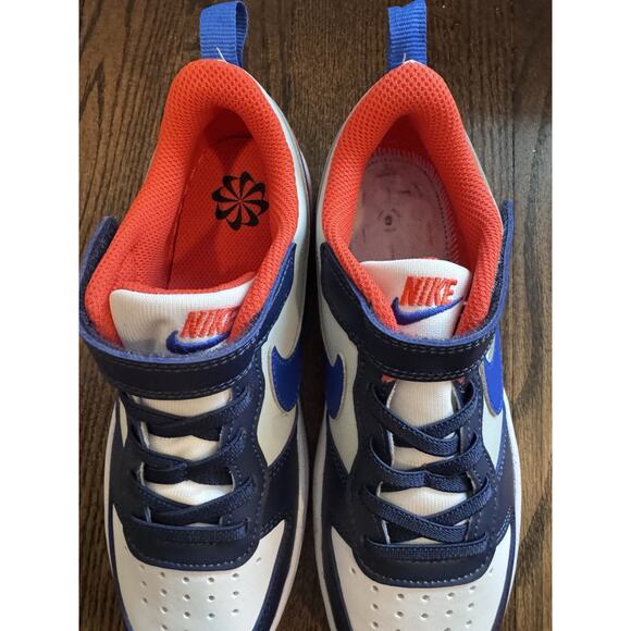 Nike Kids Court Borough Low Craft Navy Orange White Sz 2 NEW Missing 1 Insole - Picture 14 of 14